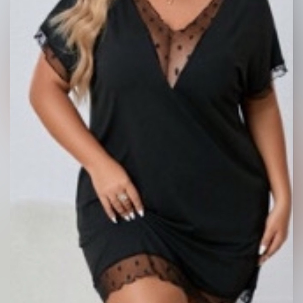 T-shirt nightgown mesh inserts 1X NEW